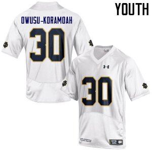 Notre Dame Fighting Irish Youth Jeremiah Owusu-Koramoah #30 White Under Armour Authentic Stitched College NCAA Football Jersey TRM2099BP